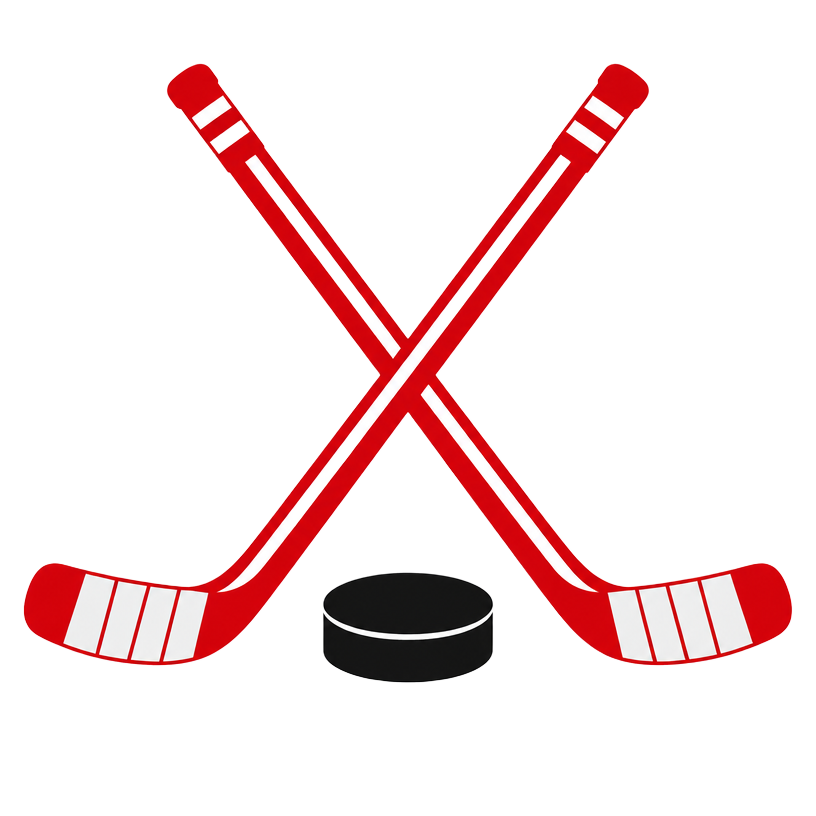 Crossed hockey sticks and puck
